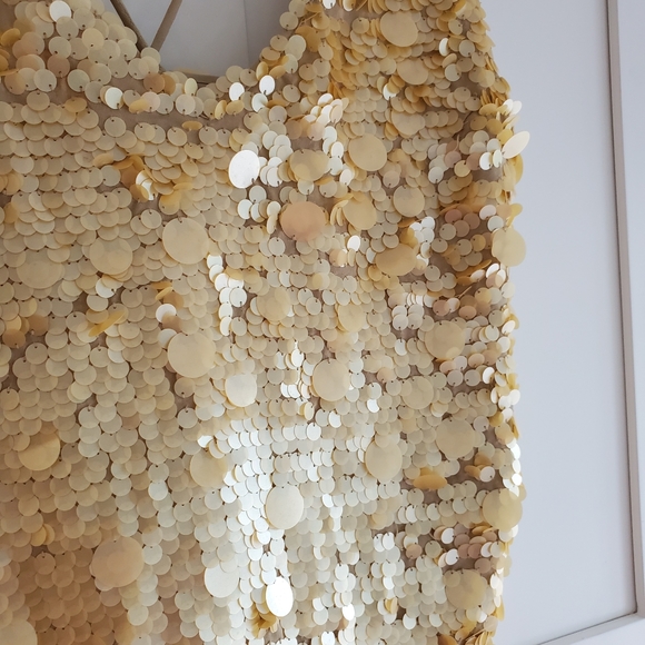 City DKNY Gold sequined silk cami top size 12 - Picture 9 of 14